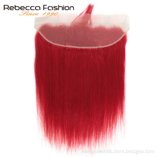Rebecca Factory Red Bundles With Straight Frontal Hair Frontal With Brazilian Remy Human Hair Bundles 100 human hair
